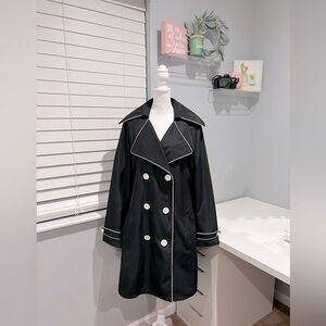 Vertigo Paris Black with Cream‎ Trim Trench Coat